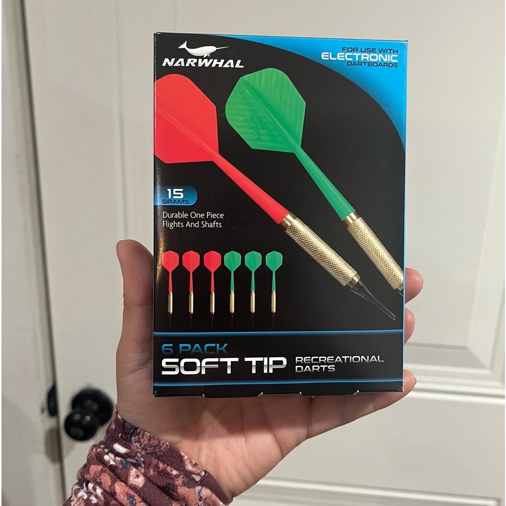 NARWHAL SOFT TIP DARTS For Electronic Dart Boards 15g Pkg of 6 NEW